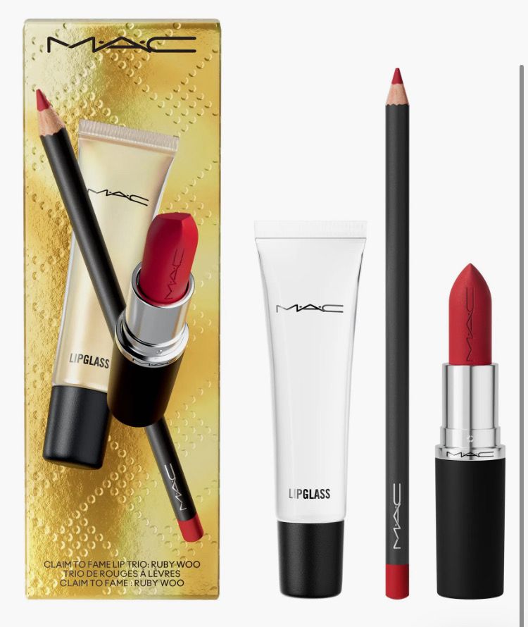 Mac Claim To Fame Lipstick, Lip Liner + Lip Gloss Trio Gift Set!