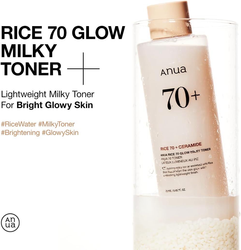 Anua 70+ Ceramide Rice Glow Milky Toner !🌾🥛