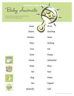Baby Animals Matching Game