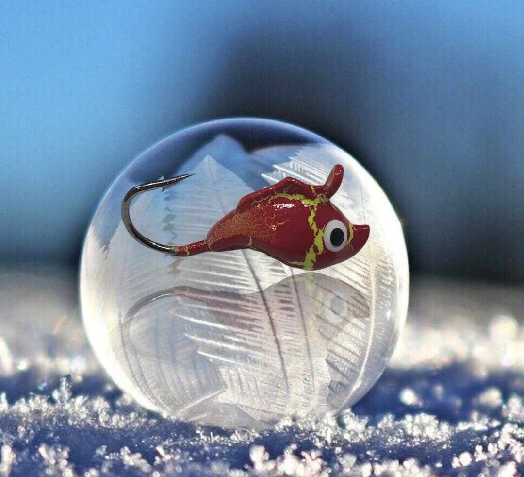 Dolphin Ice Jig, Size: #14 .6G, Color: Cracked Lava