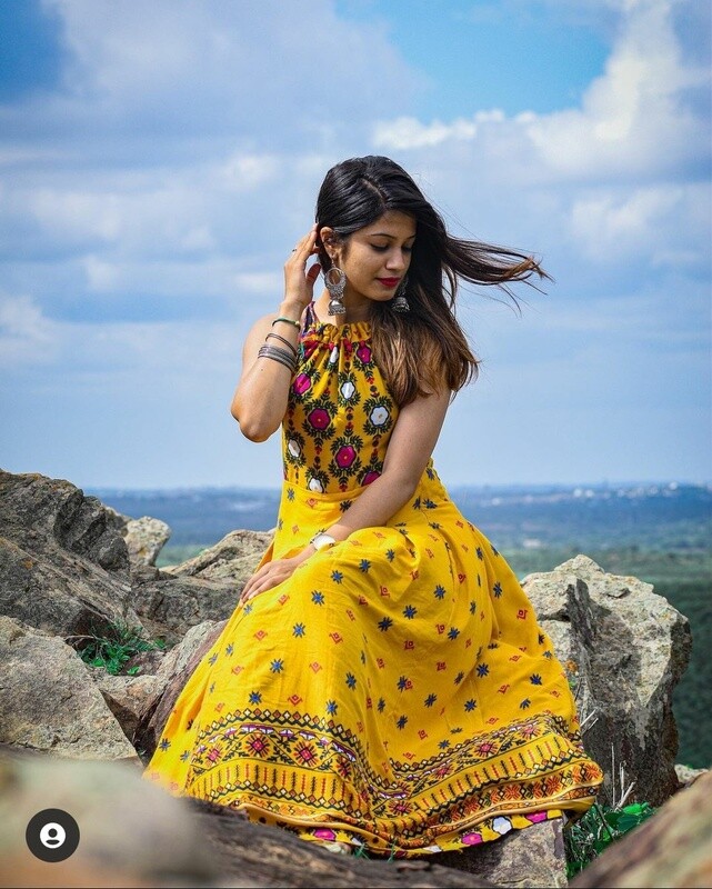 Yellow printed kurti