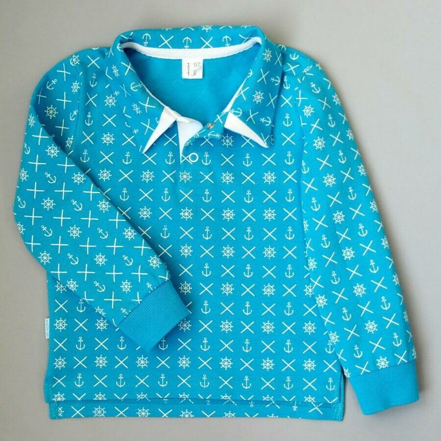 Рубашка-Поло "Якорь", голубой