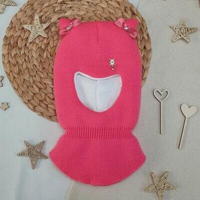 Шапка-шлем для девочки Бантик, розовый