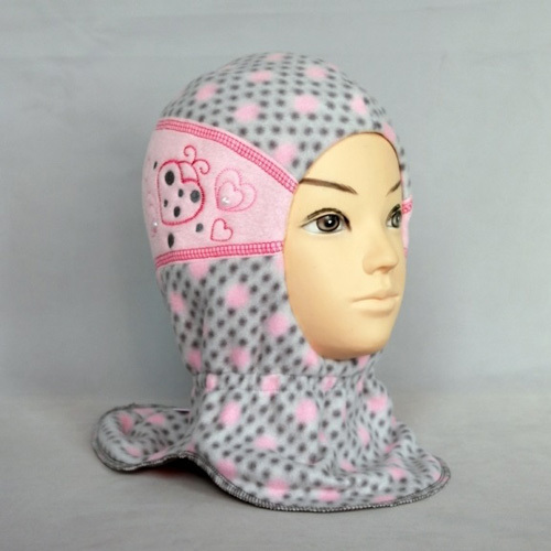 Шапка-шлем для девочки ЭРИКА, серый/розовый