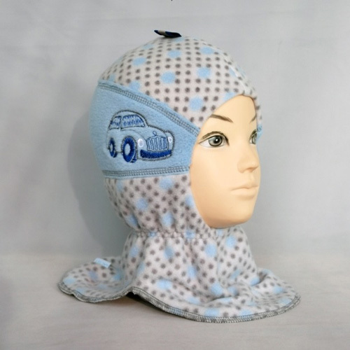 Шапка-шлем для мальчика ЭРИК, серый/голубой