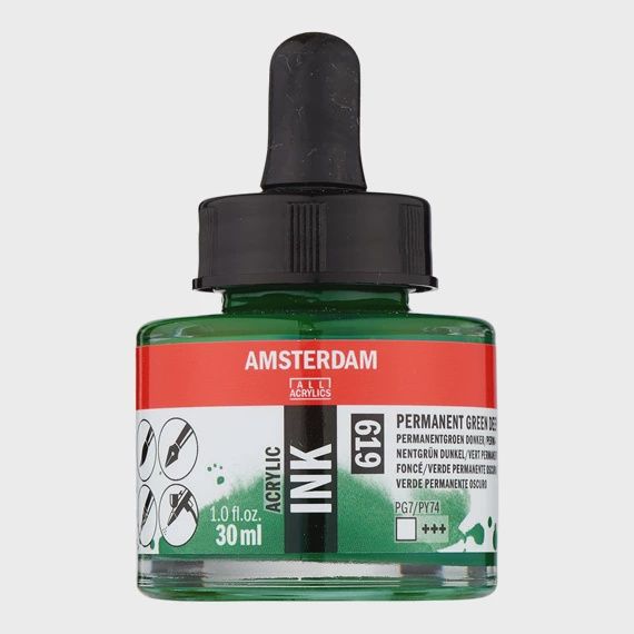 Acrylinkt fles 30 ml Permanentgroen Donker 619
