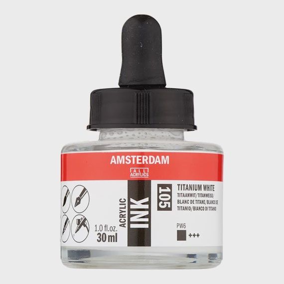 Acrylinkt fles 30 ml Titaanwit 105