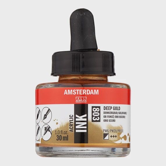 Acrylinkt fles 30 ml Donkergoud 803