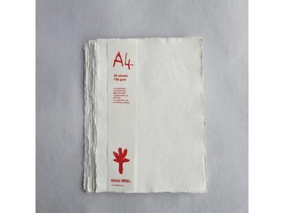 WHITE RAG PAPIER HANDGESCHEPT  A4-150GRAM MEDIUM 20VEL