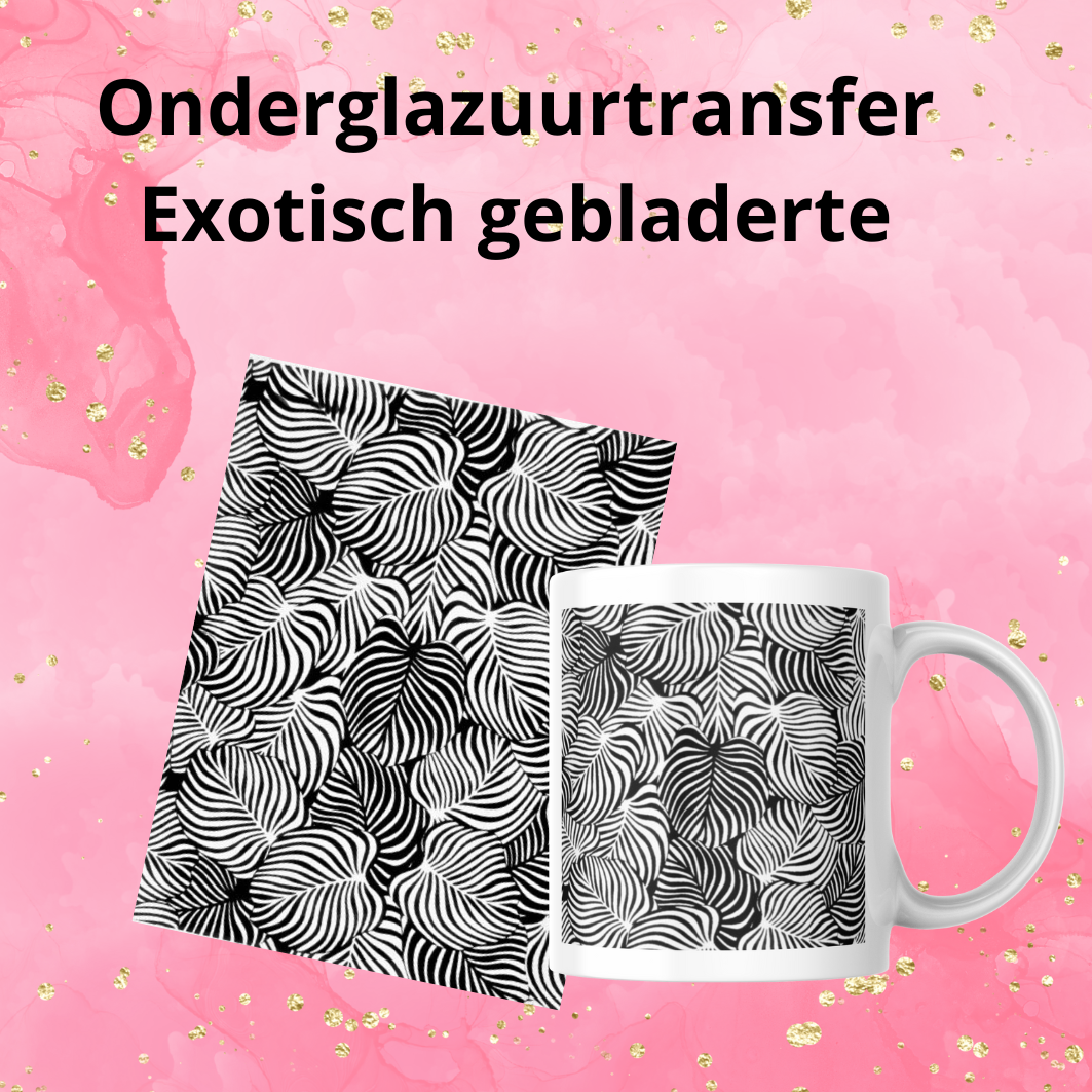 Onderglazuurtransfer A4: Exotisch gebladerte