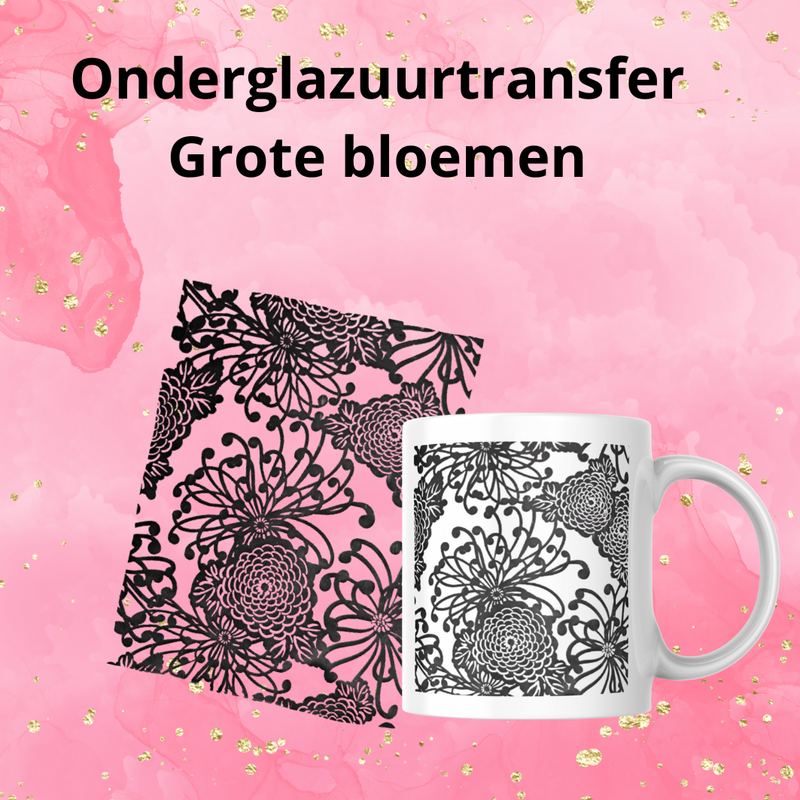 Onderglazuurtransfer A4: Grote bloemen Onderglazuurtransfer A4: Grote bloemen