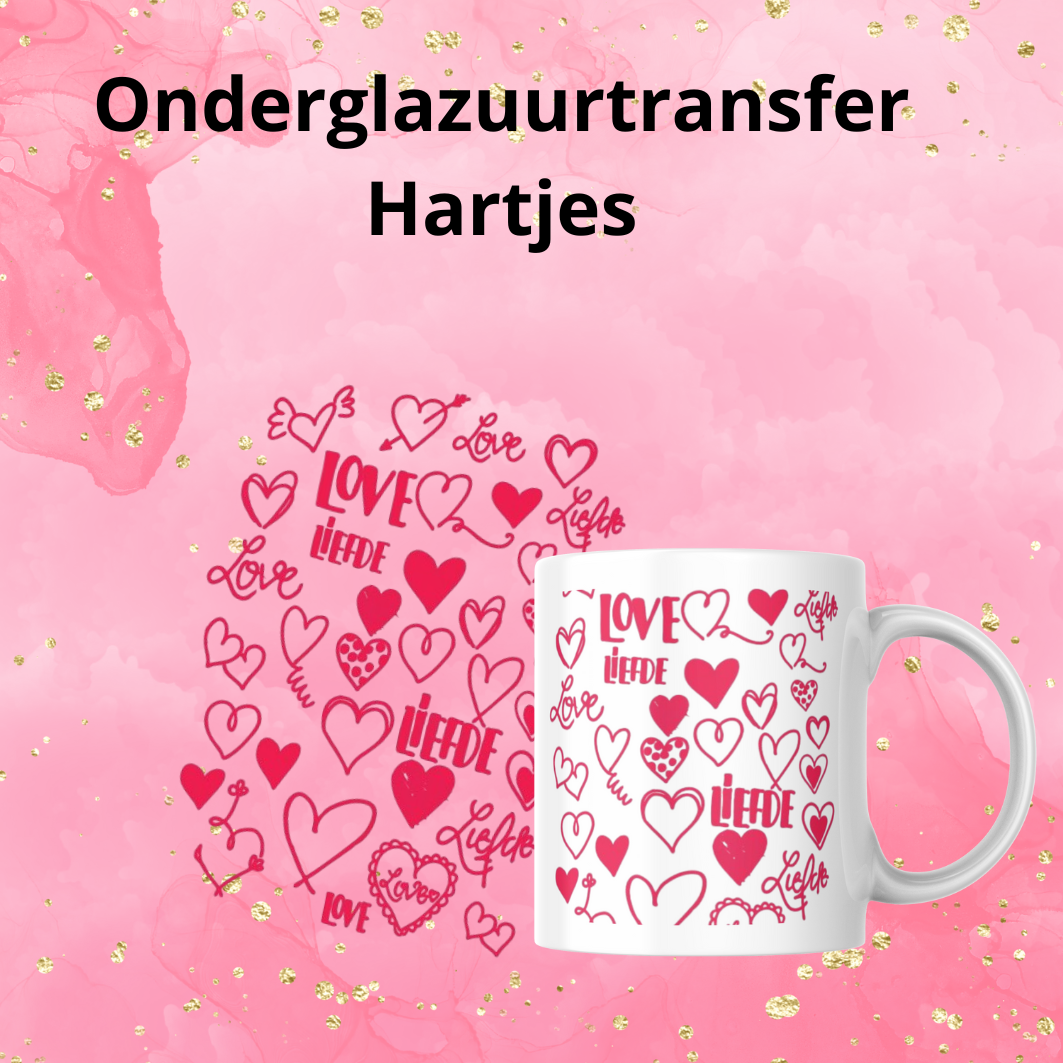 Onderglazuurtransfer A4: hartjes