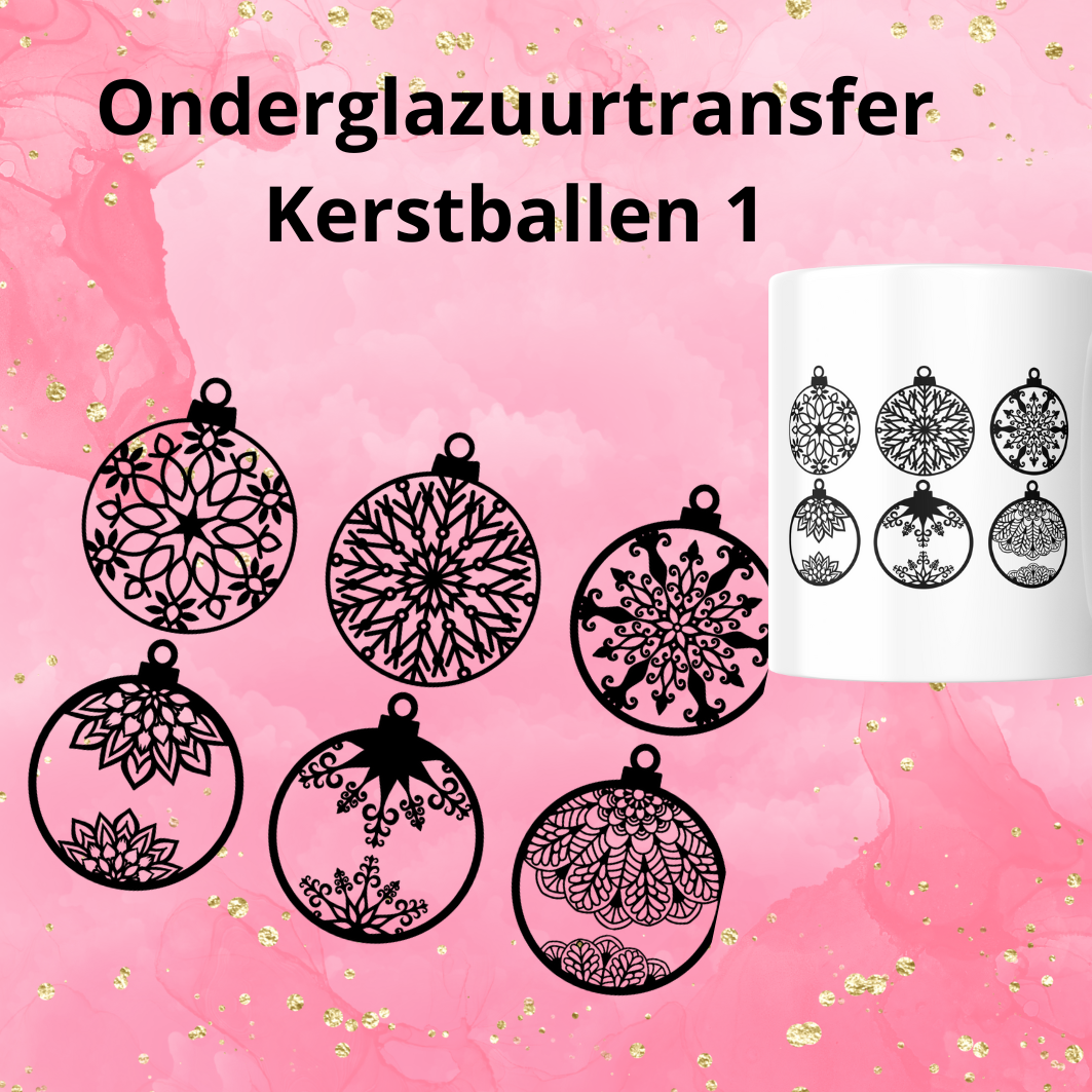 Onderglazuurtransfer A4: Kerstballen 1 Onderglazuurtransfer A4: Kerstballen 1