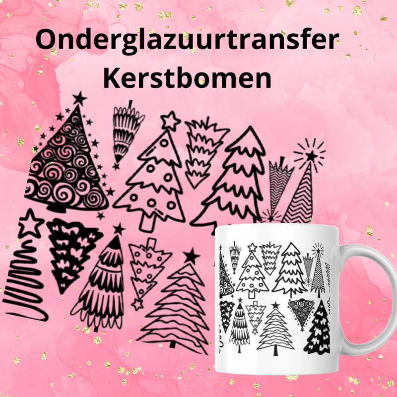 Onderglazuurtransfer A4: Kerstbomen Onderglazuurtransfer A4: Kerstbomen