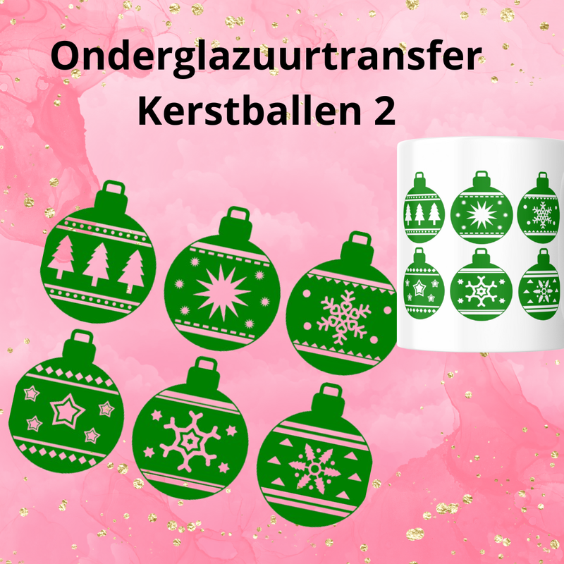 Onderglazuurtransfer A4: Kerstballen 2 Onderglazuurtransfer A4: Kerstballen 2