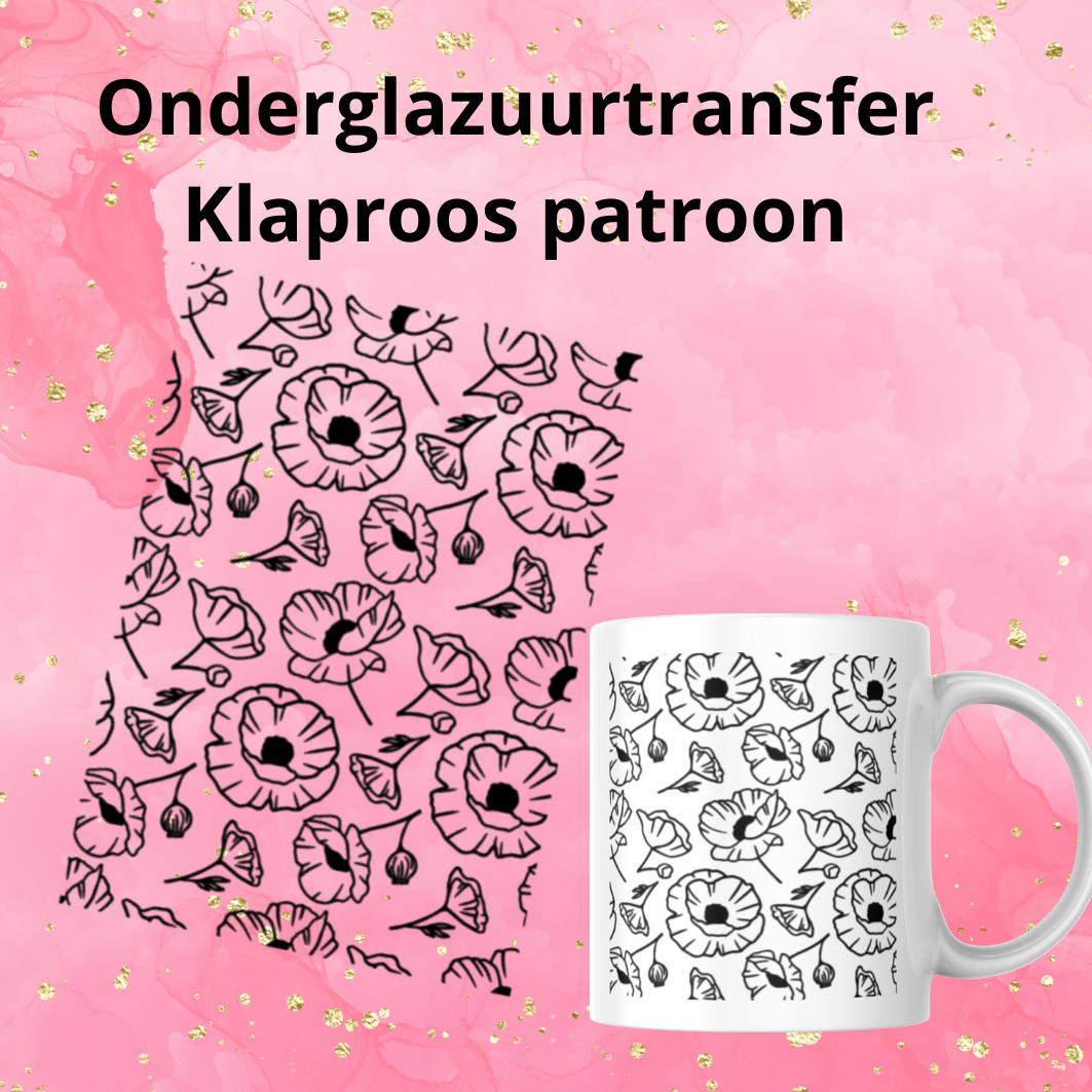 Onderglazuurtransfer A4: Klaproos Patroon