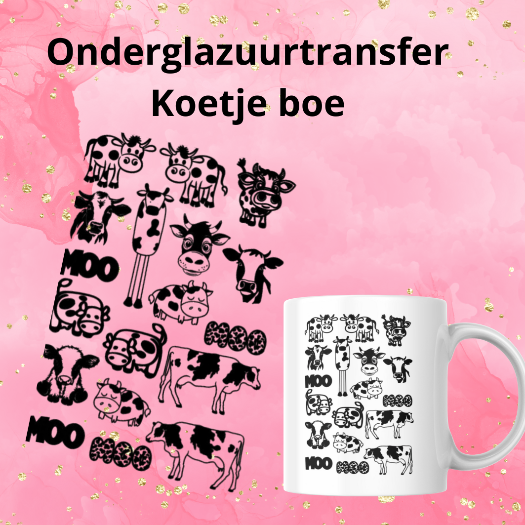 Onderglazuurtransfer A4: Koetje boe