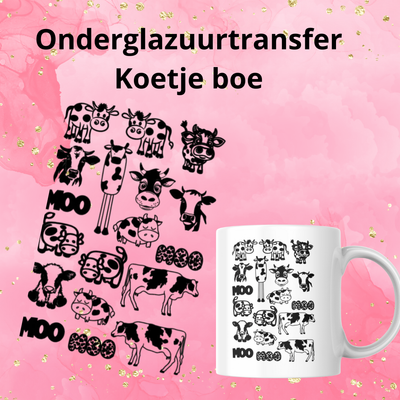 Onderglazuurtransfer A4: Koetje boe
