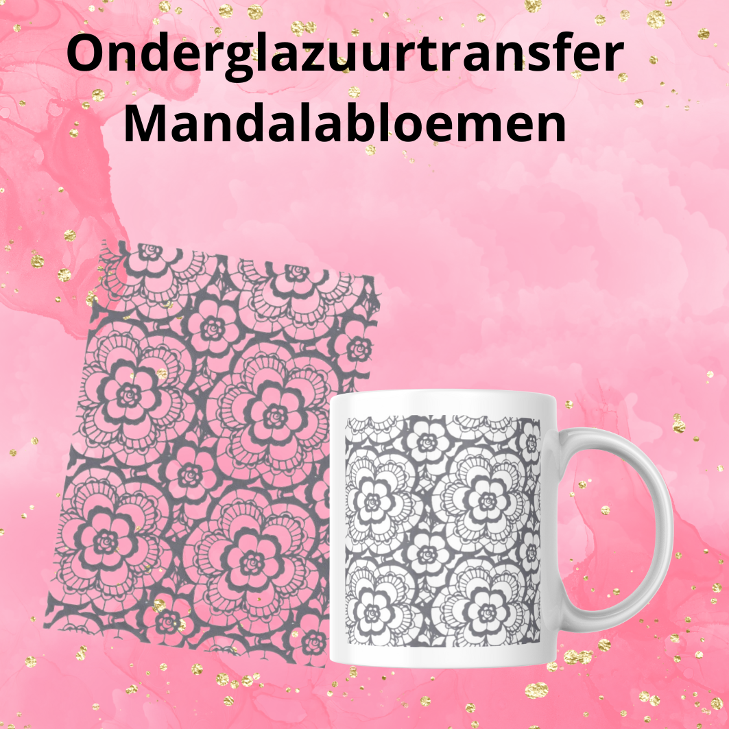 Onderglazuurtransfer A4: Mandalabloemen