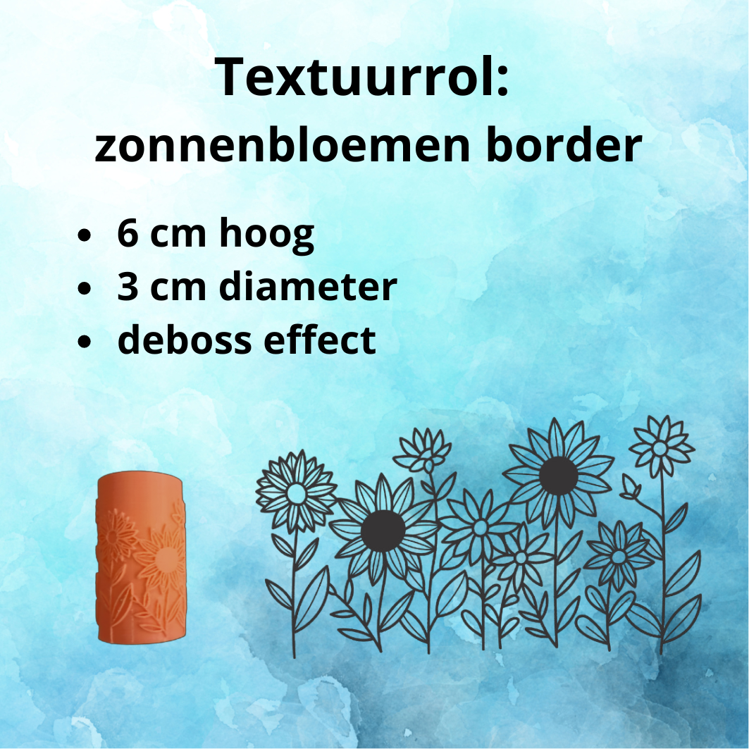 Textuurrol: zonnebloemen border Textuurrol: zonnebloemen border
