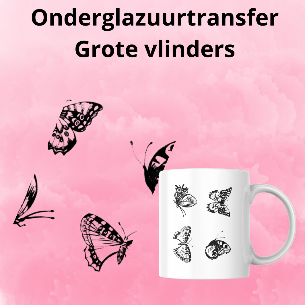 Onderglazuurtransfer A4: Grote vlinders