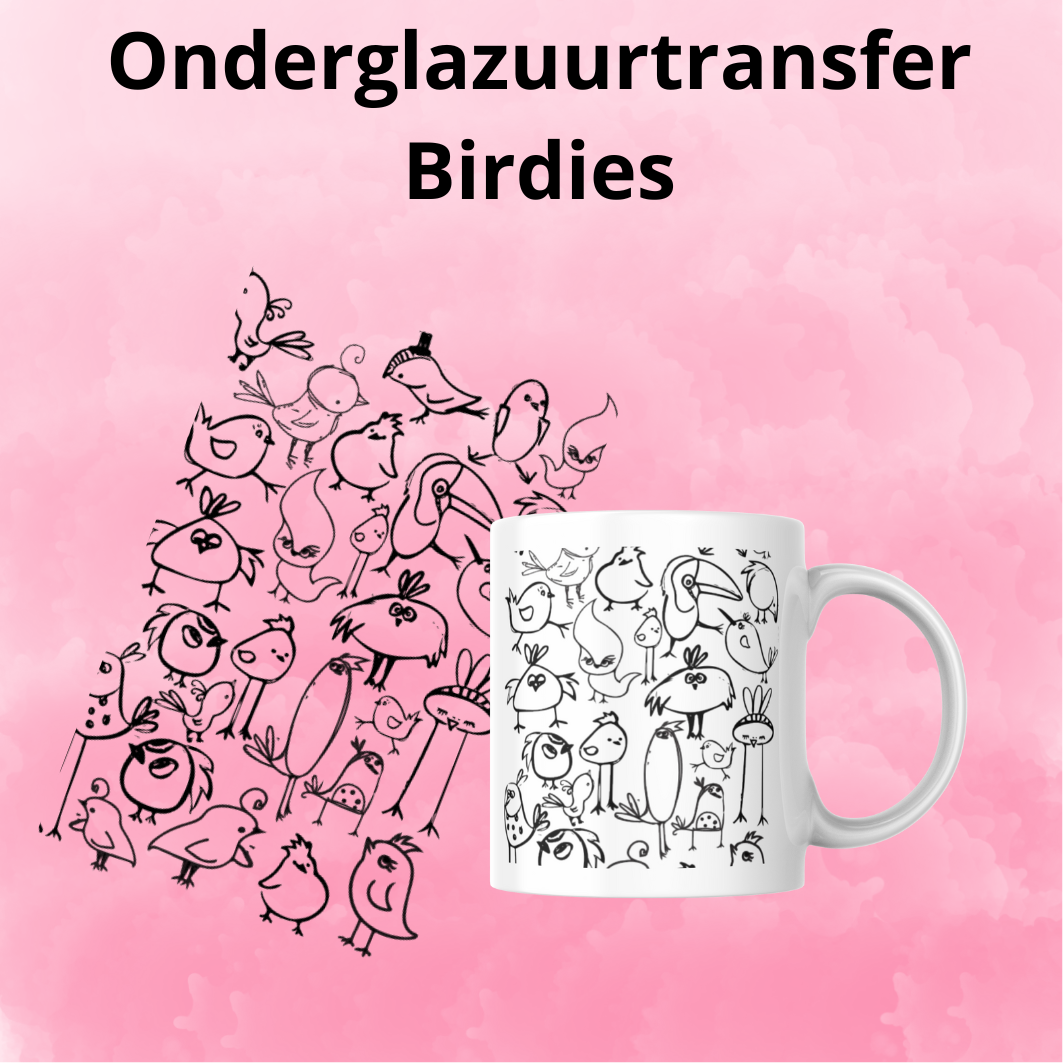 Onderglazuurtransfer A4: Birdies