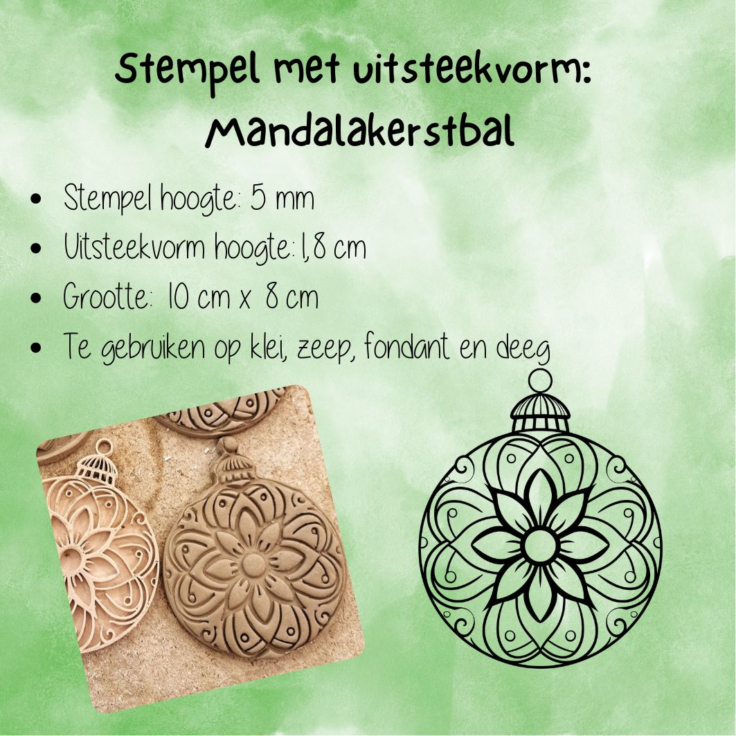 Stempel met uitsteekvorm: Mandala kerstbal