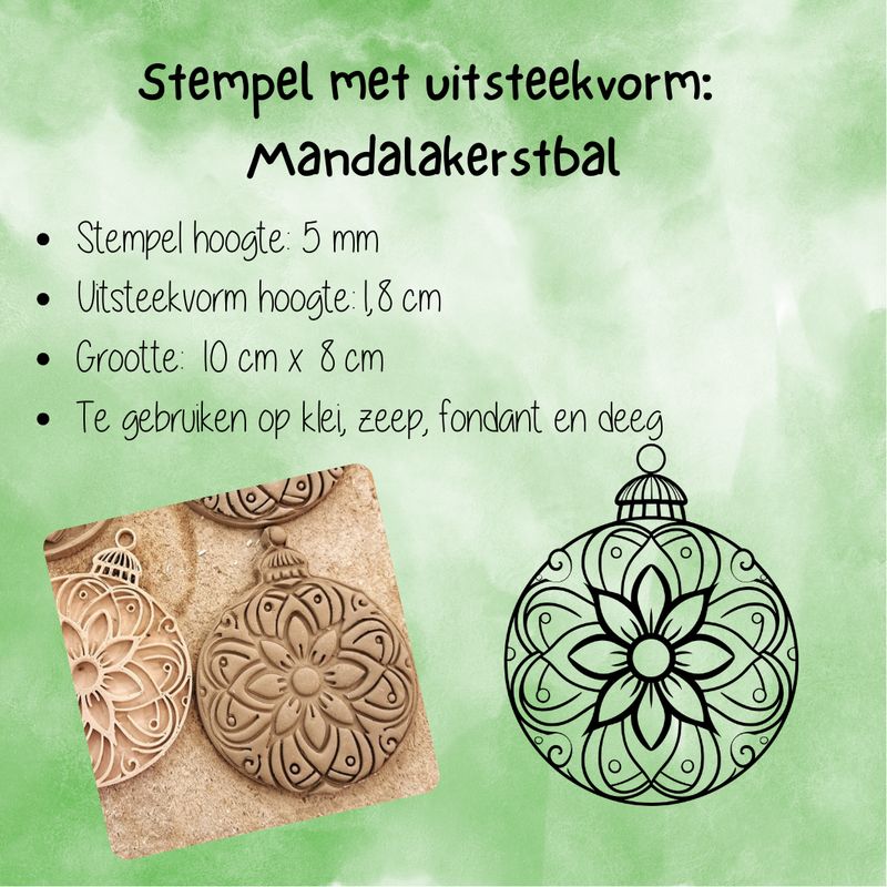 Stempel met uitsteekvorm: Mandala kerstbal