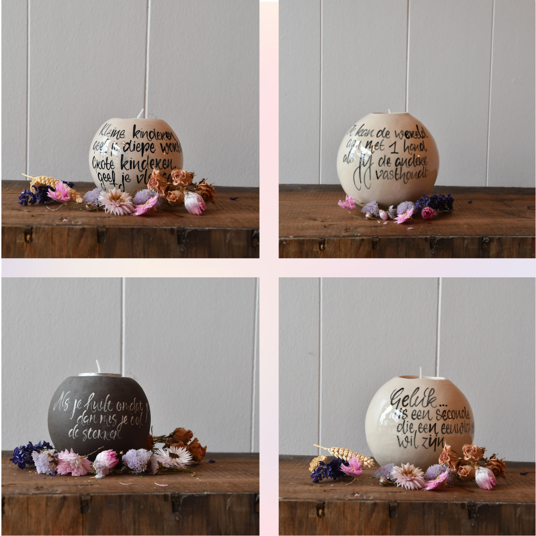 Theelicht met tekst naar keuze