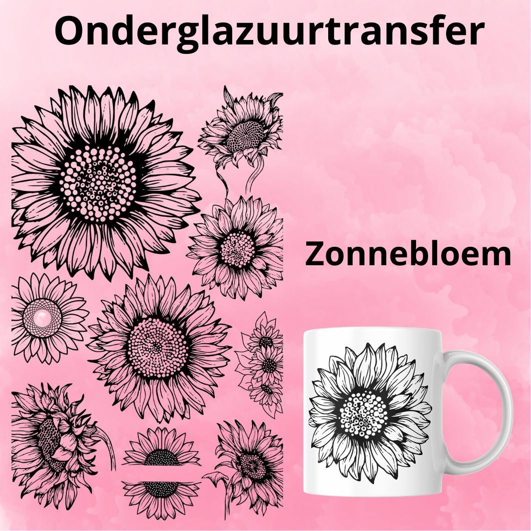 Onderglazuurtransfer A4: Zonnebloem