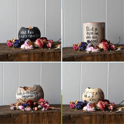 bol in keramiek opgevuld met kaars