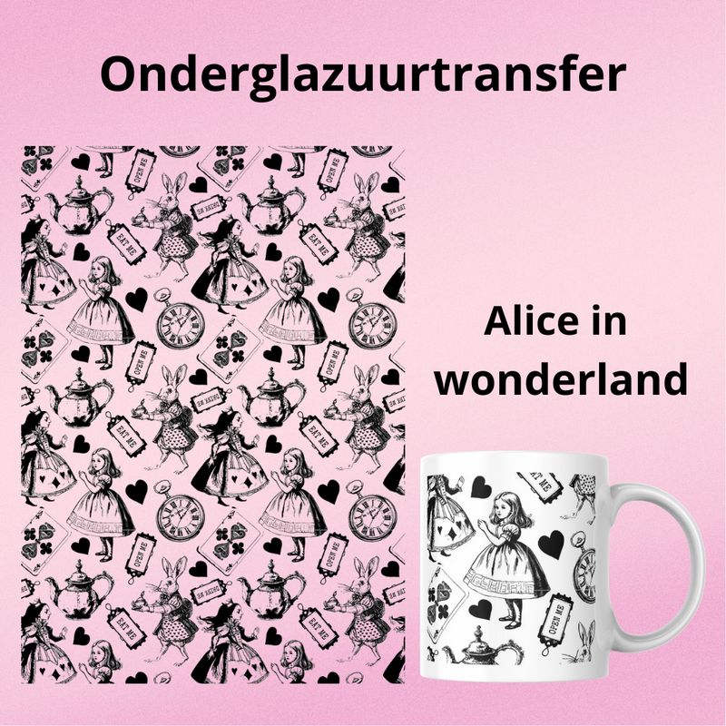 Onderglazuurtransfer A4-A3: Alice in wonderland Onderglazuurtransfer A4-A3: Alice in wonderland