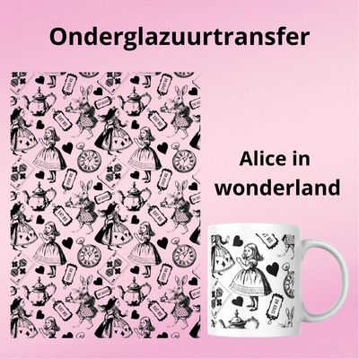 Onderglazuurtransfer A4-A3: Alice in wonderland