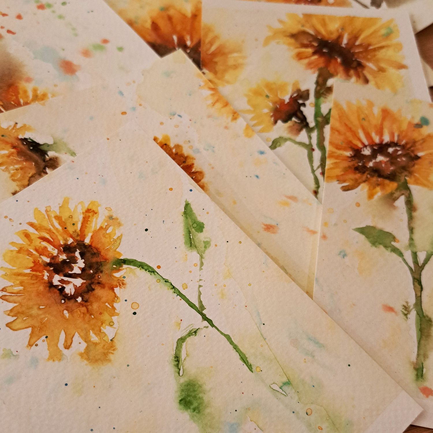 Kant en klaar pakket :Zonnebloemen in aquarel