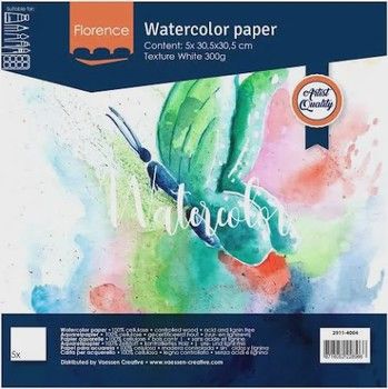 Florence • Aquarelpapier 300g Textuur White 5 stuks. Florence • Aquarelpapier 300g Textuur White 5 stuks.