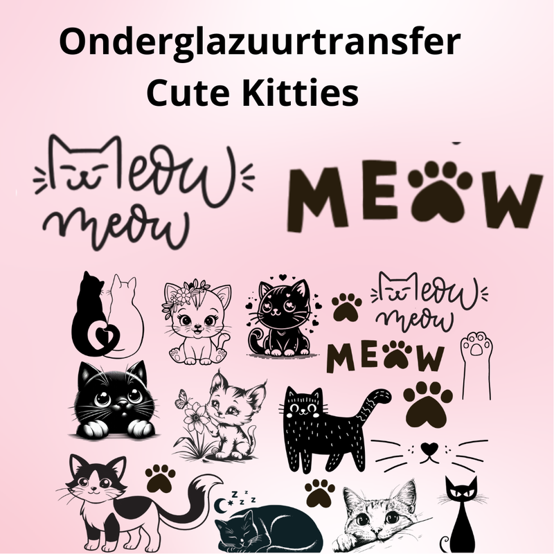 Onderglazuurtransfer A4: Cute Kitties Onderglazuurtransfer A4: Cute Kitties