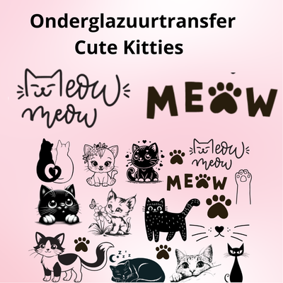 Onderglazuurtransfer A4: Cute Kitties