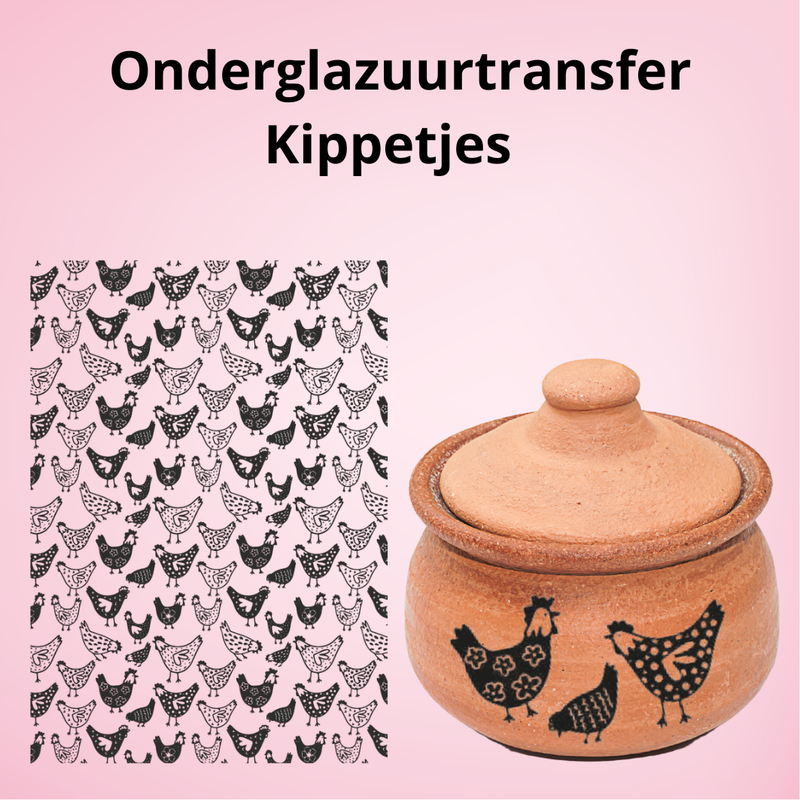 Onderglazuurtransfer A3: Kippetjes Onderglazuurtransfer A3: Kippetjes