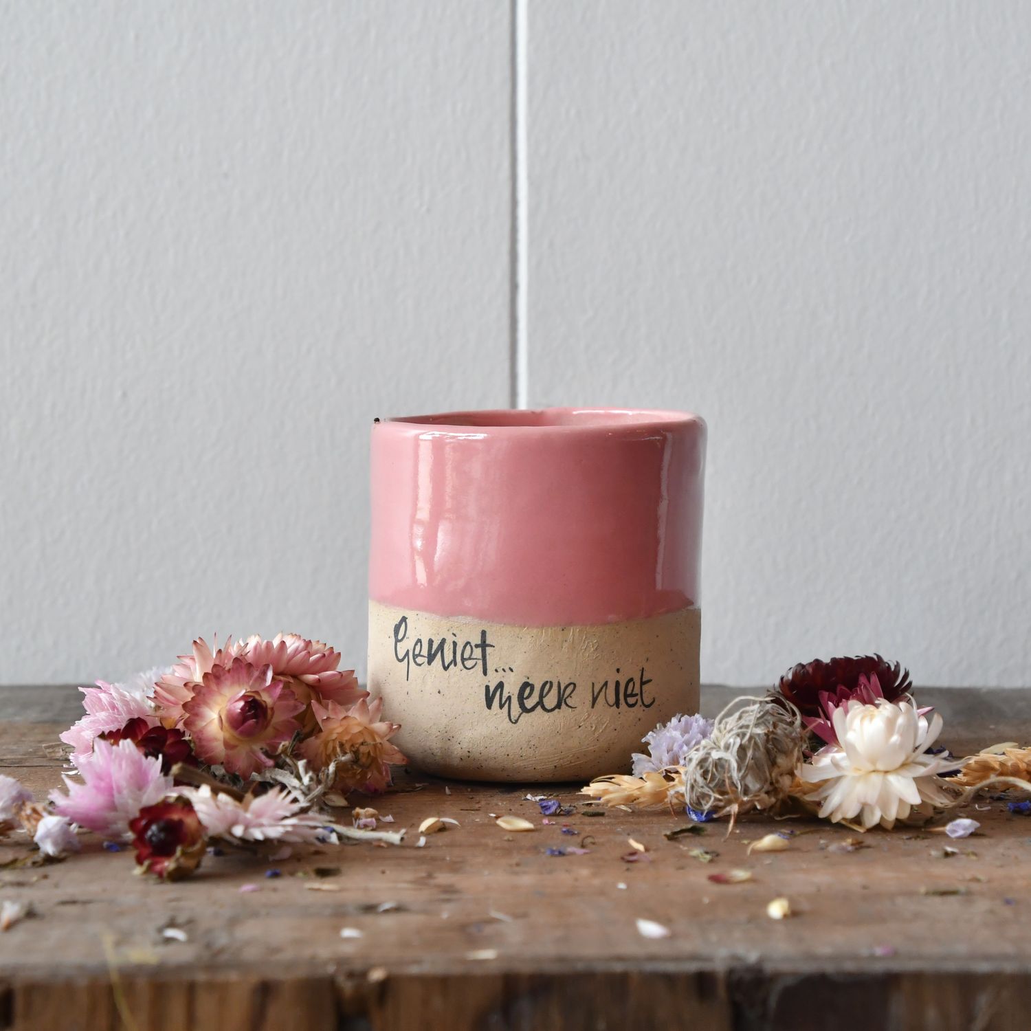 Bloempotje; Geniet meer niet