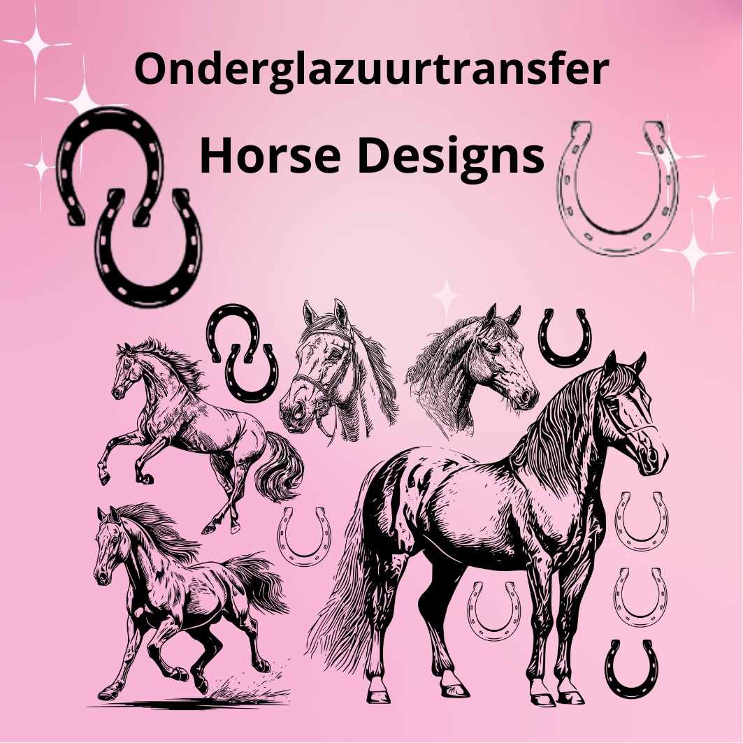 Onderglazuurtransfer A4: Horse Designs