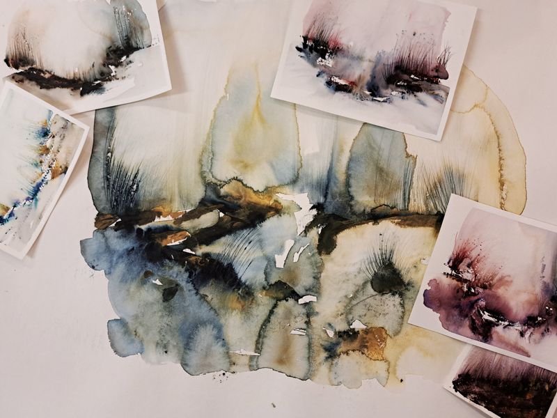 Abstracte landschappen in aquarel Abstracte landschappen in aquarel