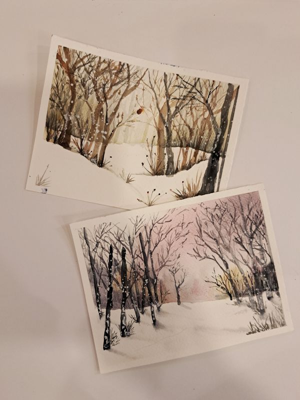 sneeuwlandschappen in aquarel sneeuwlandschappen in aquarel
