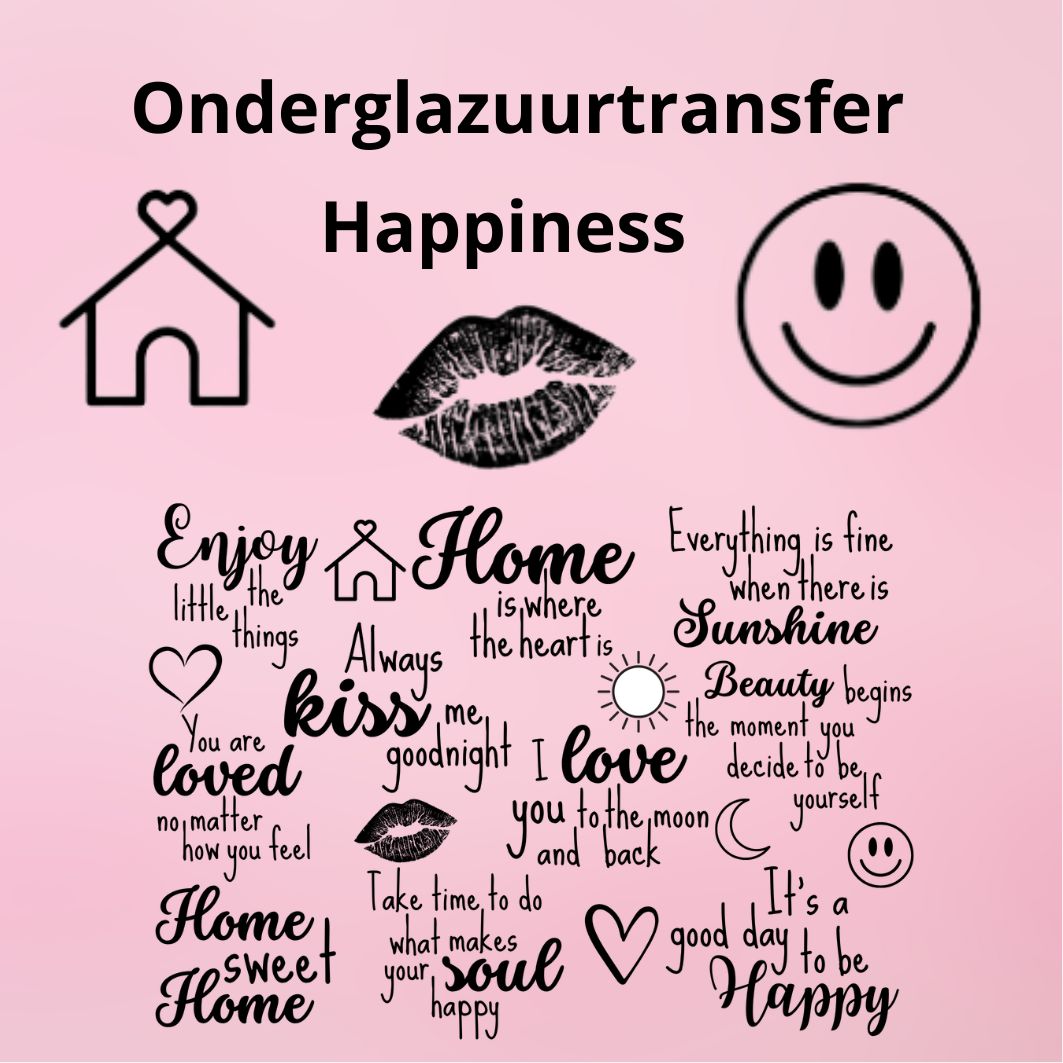 Onderglazuurtransfer A4: Happiness