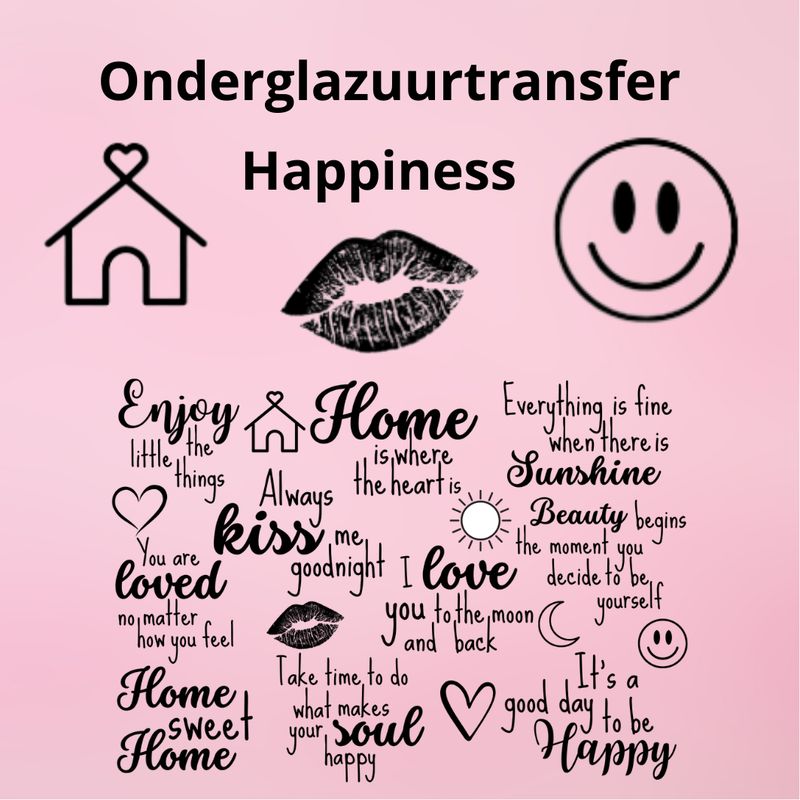 Onderglazuurtransfer A4: Happiness Onderglazuurtransfer A4: Happiness