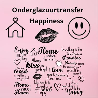 Onderglazuurtransfer A4: Happiness