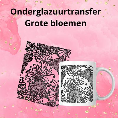 Onderglazuurtransfer A4: Grote bloemen Onderglazuurtransfer A4: Grote bloemen