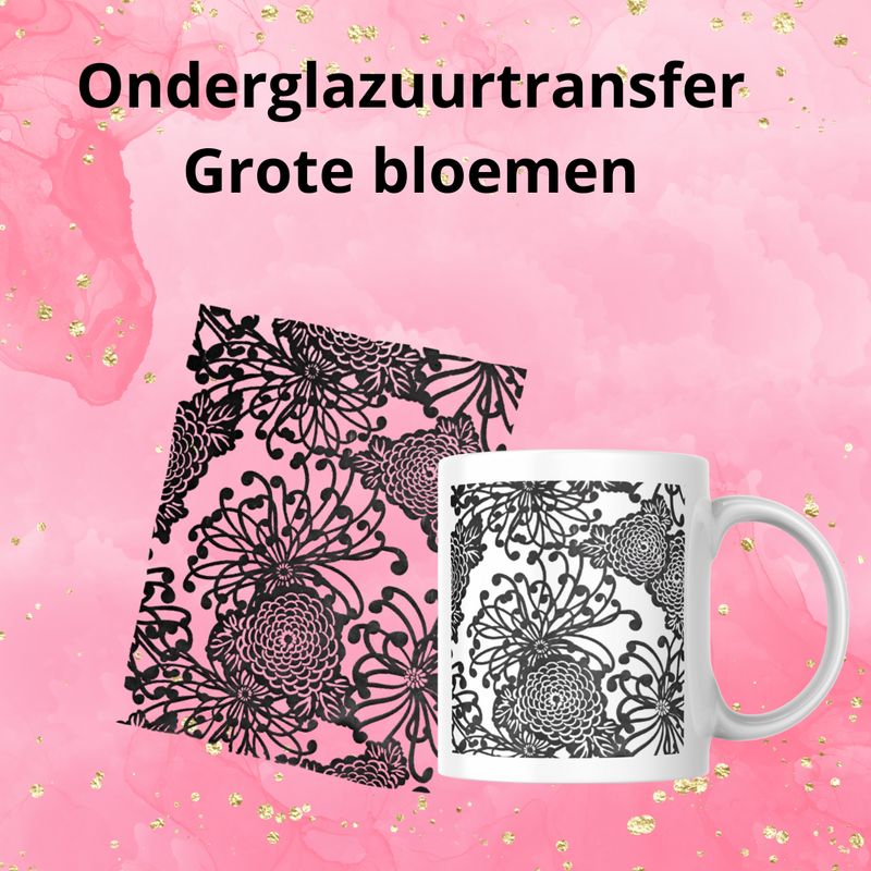 Onderglazuurtransfer A4: Grote bloemen Onderglazuurtransfer A4: Grote bloemen