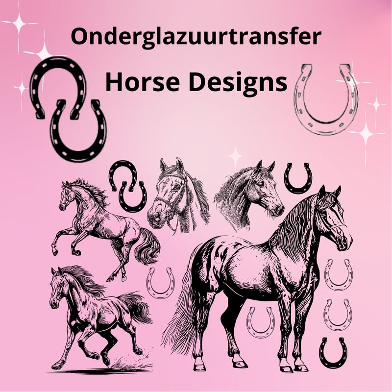 Onderglazuurtransfer A4: Horse Designs Onderglazuurtransfer A4: Horse Designs