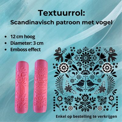 Textuurrol: Scandinavisch patroon met vogel Textuurrol: Scandinavisch patroon met vogel