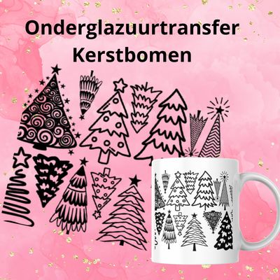 Onderglazuurtransfer A4: Kerstbomen